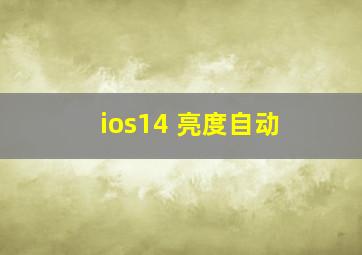 ios14 亮度自动